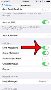 turn on mms messaging