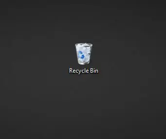 displayed recycle bin icon