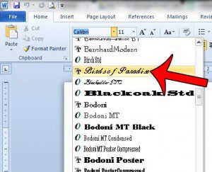 find the font file in word 2010