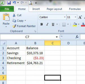 negative numbers in brackets excel 2010