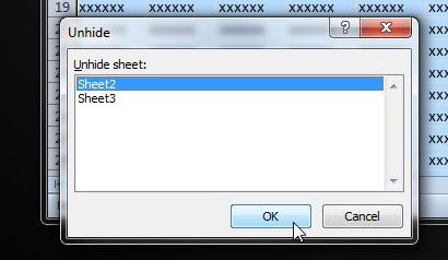 click a sheet tab, then click ok