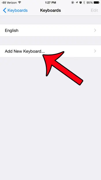 touch the add new keyboard button