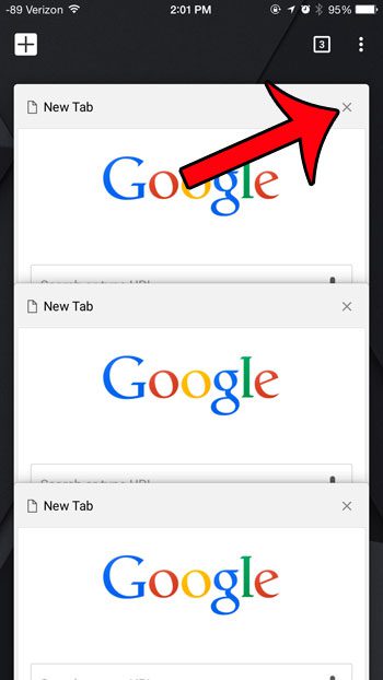 tap the x on a tab to close it