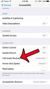 select the call audio routing option