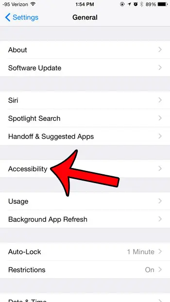 select the accessibility option