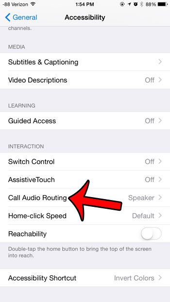 select the call audio routing option