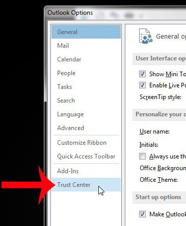 select the trust center