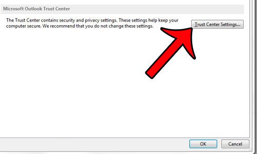 click trust center settings
