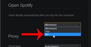 click the no option under open spotify