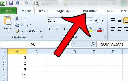 click the formulas tab