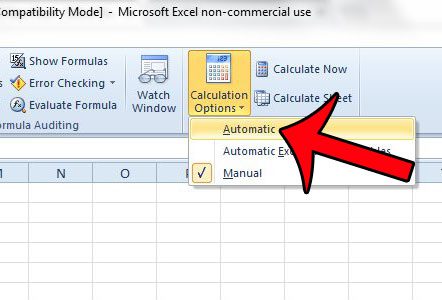 click calculation options, then click automatic