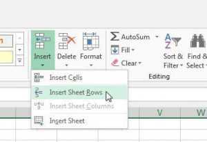 insert a row in excel 2013