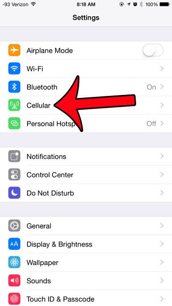select the cellular option