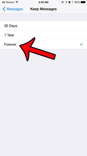 how to turn off auto delete messages on an iPhone
