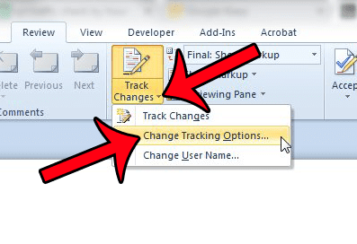 change tracking options