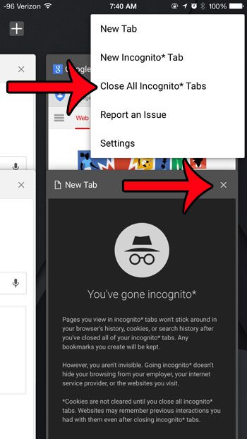 close incognito tabs