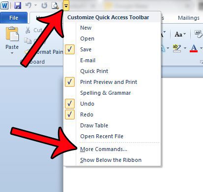 customize the quick access toolbar