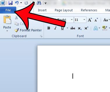 click the file tab