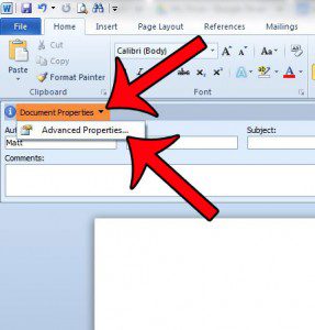 click document properties, then advanced properties