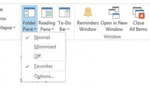 how to hide the folder pane in outlook 2013