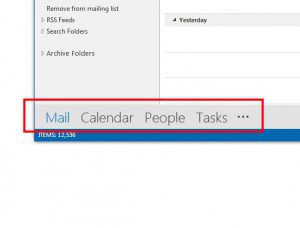 navigation bar in outlook 2013