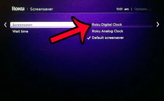 select the clock for the screensaver