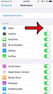 turn off safari