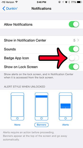 turn off the badge app icon option