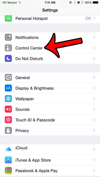 select the control center