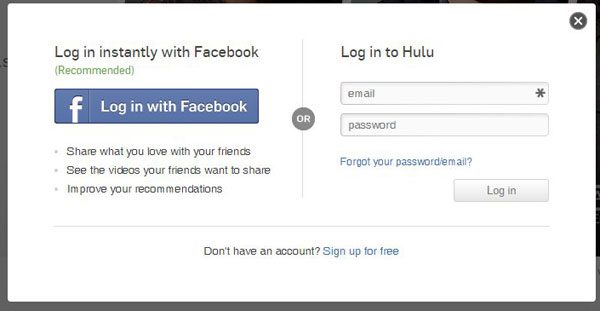 enter your hulu credentials