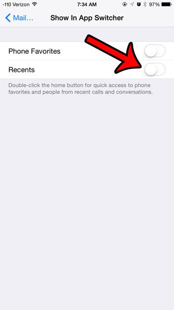 turn off the Recents option