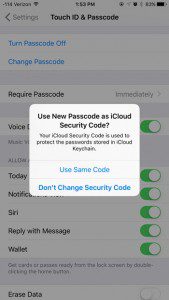 choose icloud security code option