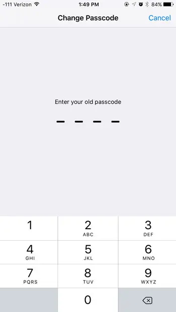 enter old passcode