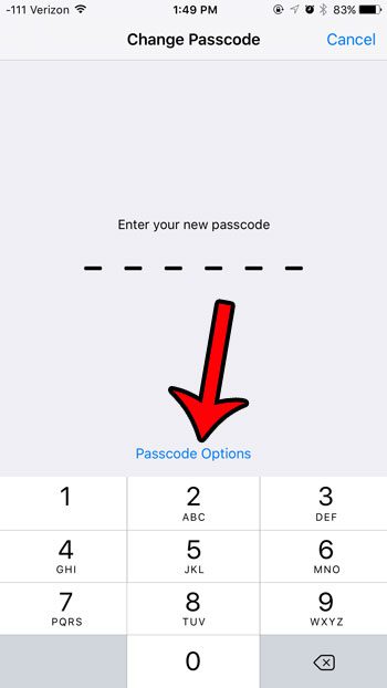 tap passcode options button