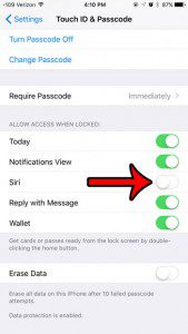 disable siri access on lock screen