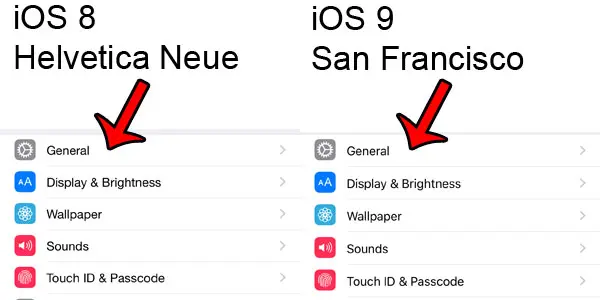 comparison of ios fonts