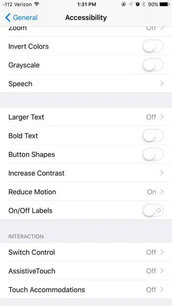 change text settings in ios 9