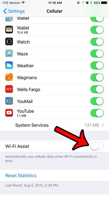 turn off the wi-fi assist option