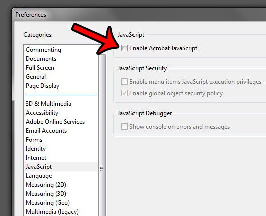 turn off acrobat javascript