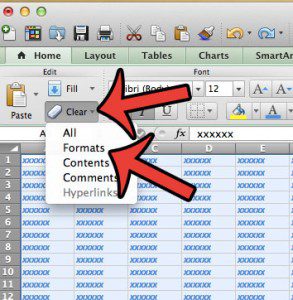 click clear, then formats