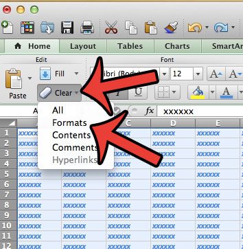 click clear, then formats