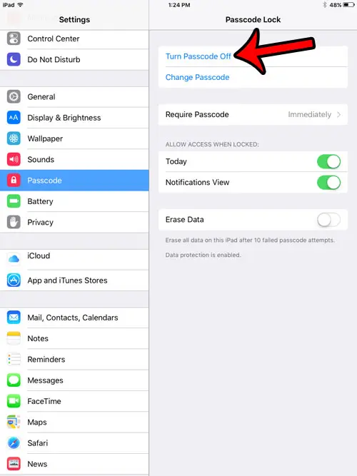 turn off passcode