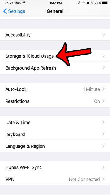 open the storage and icloud usage menu