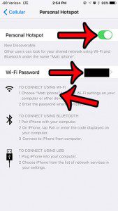 find personal hotspot settings
