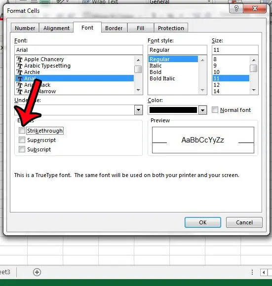 remove strikethrough in excel 2013