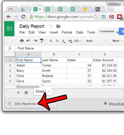download excel file from google docs