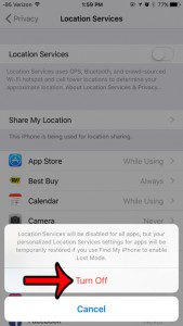 turn off location services on iphone 6