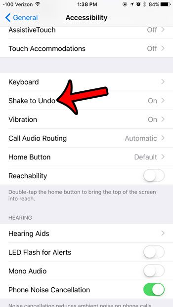 select the shake to undo option