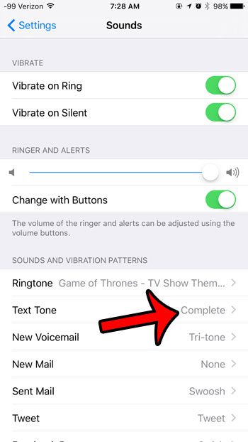 How to Turn Off Text Message Sounds in iOS 9 3 select the text tone option