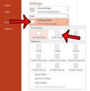 how to print speaker's notes in powerpoint 2013